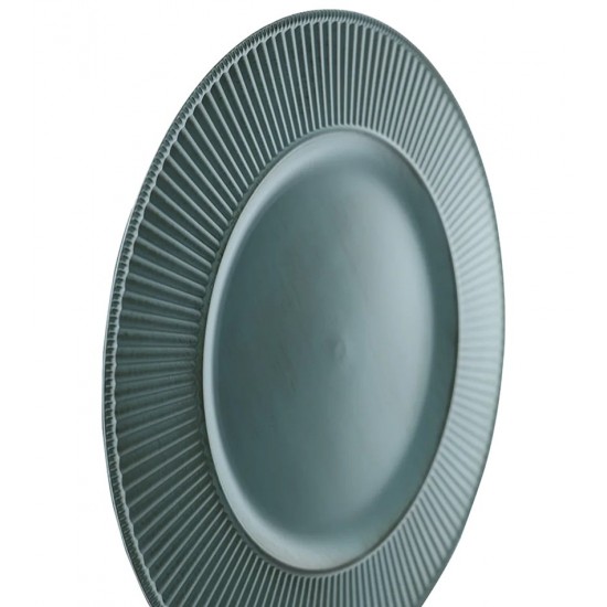 Sousplat 33cm Canelado Em Plastico Azul